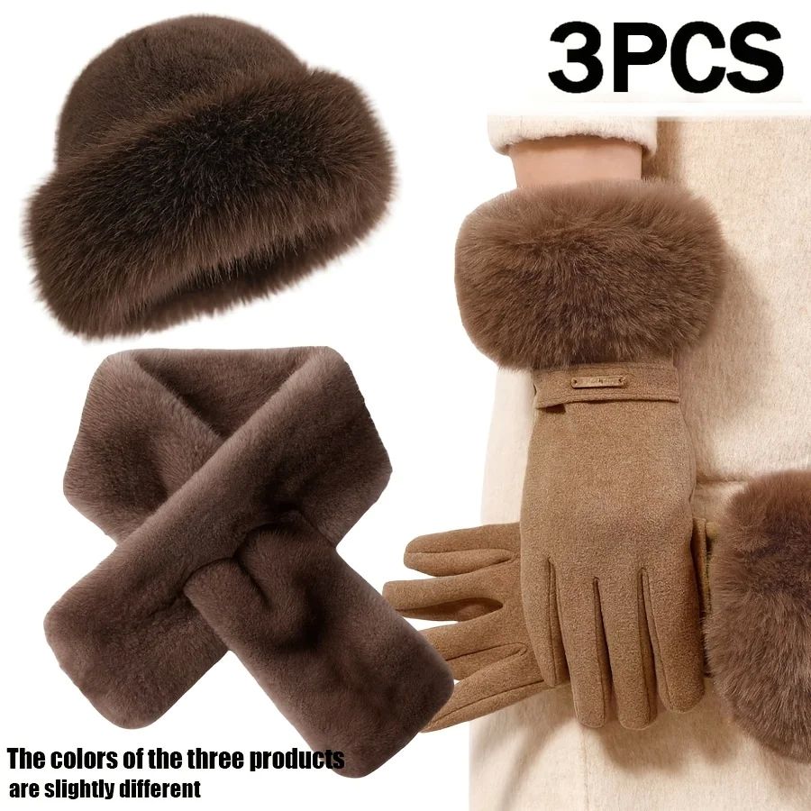 Women’s 3-Piece Winter Warm Glove Set – Touchscreen Cold Weather Gloves