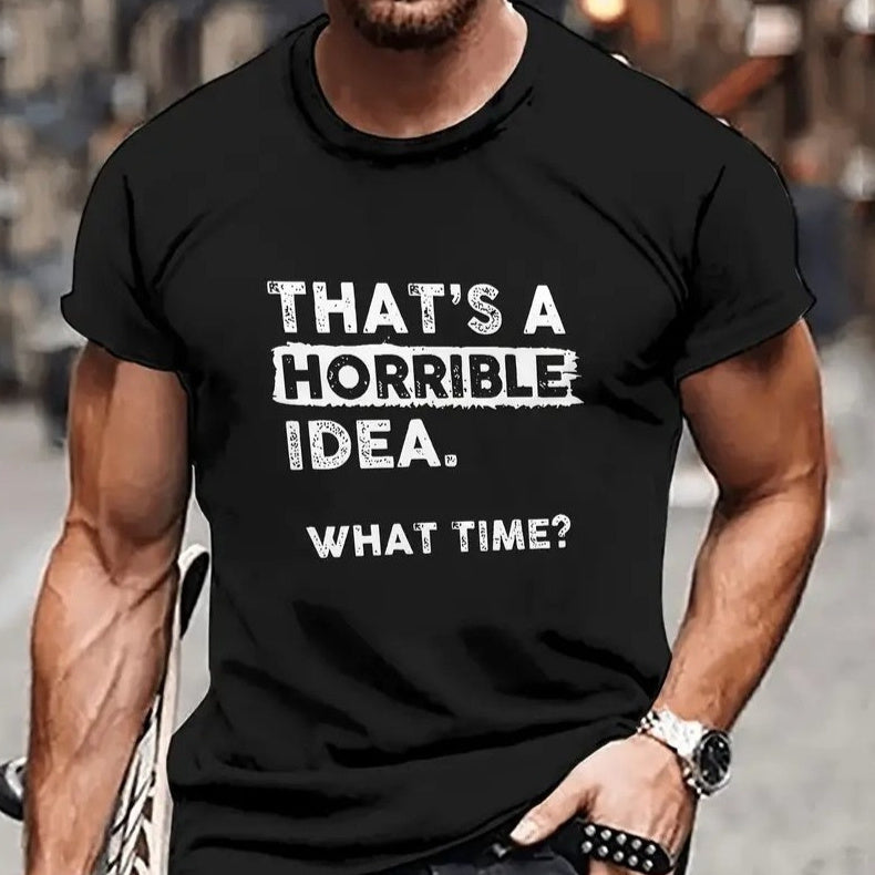 Men’s Anime Graphic T-Shirt – Casual Round Neck Exercise Cartoon Tee