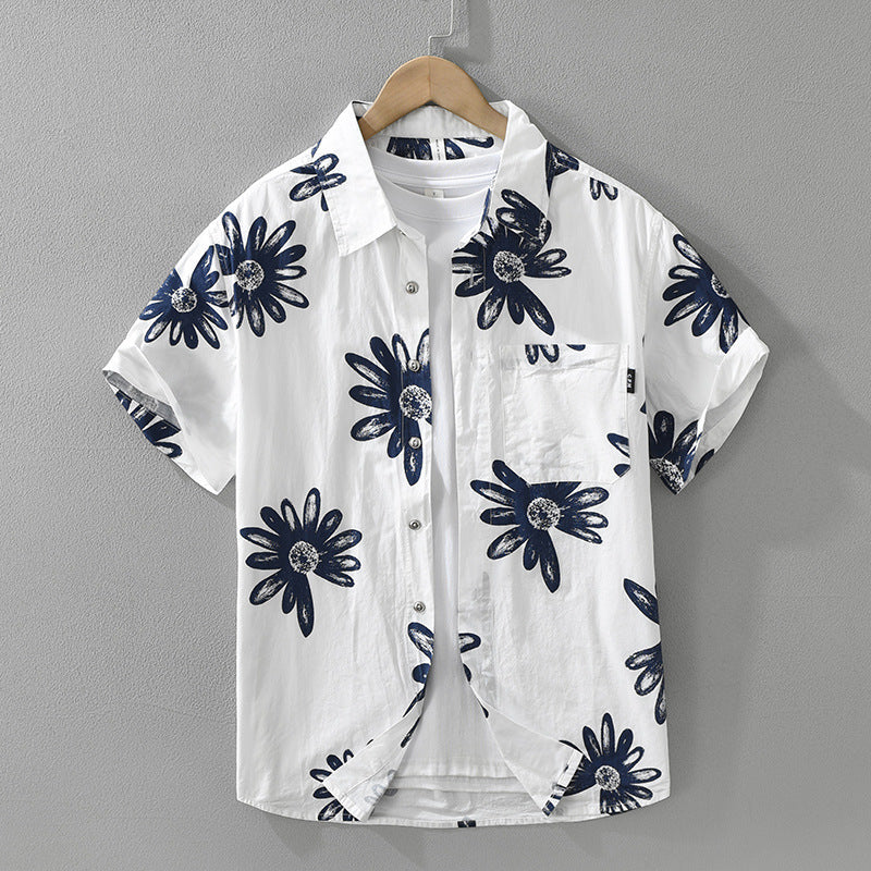 Men’s Japanese Trend Printed Short Sleeve Shirt – Casual Streetwear Top (8286)