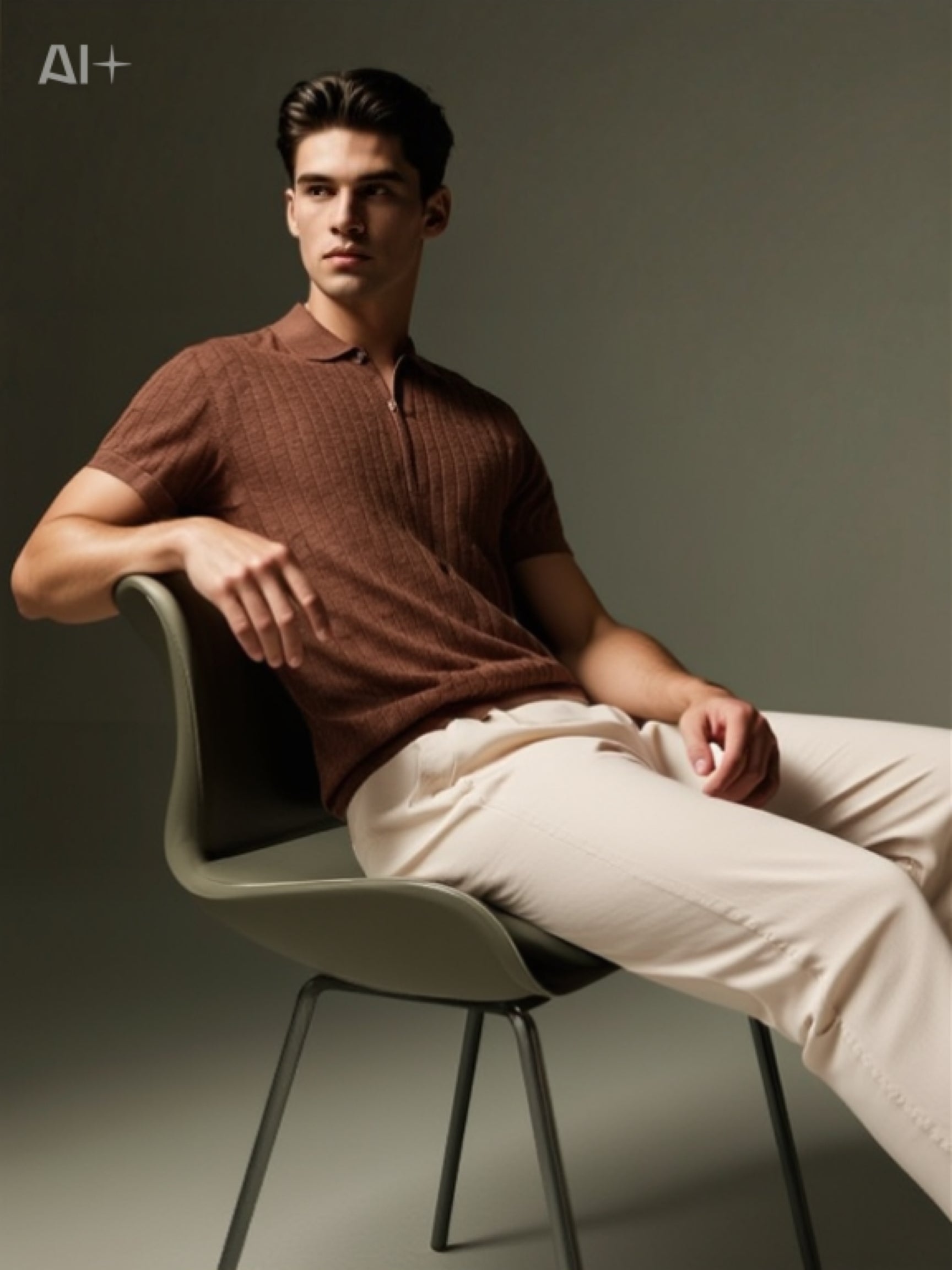 Men’s Linen Blend Short Sleeve Shirt – Lapel Collar Zipper Striped Top