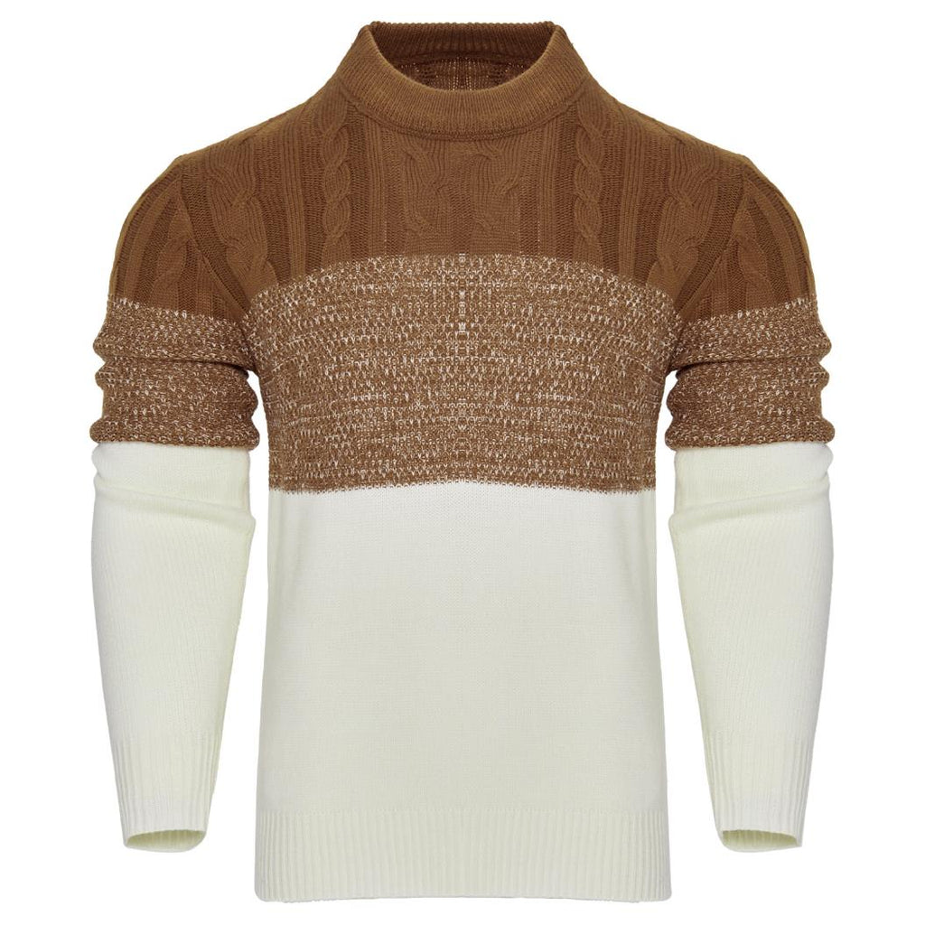 Men’s Patterned Knit Sweater – Long Sleeve Crew Neck Winter Pullover