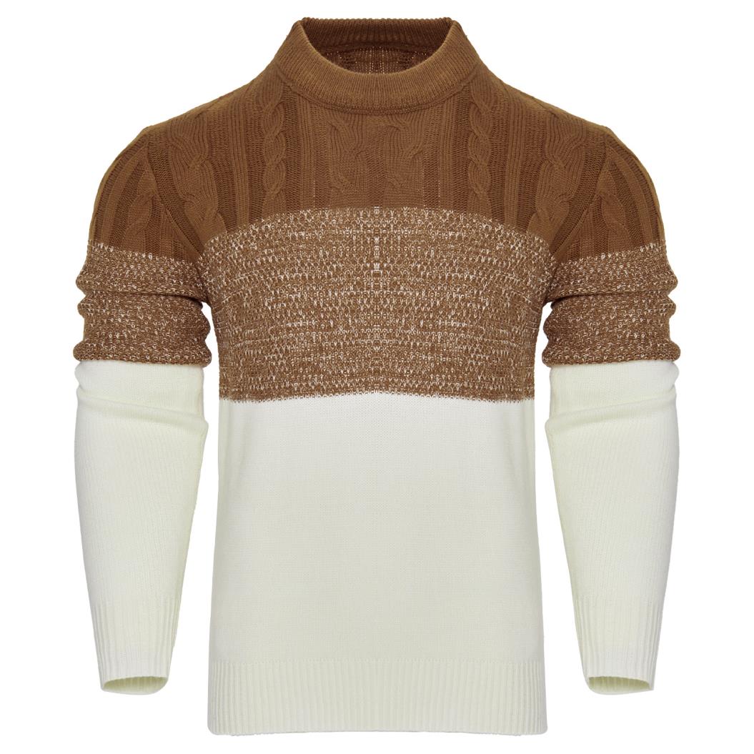 Men’s Patterned Knit Sweater – Long Sleeve Crew Neck Winter Pullover