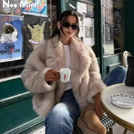 Women’s Faux Fur Top – Cozy Autumn & Winter Warm Plush Clothing