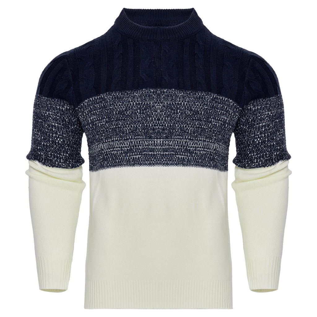 Men’s Patterned Knit Sweater – Long Sleeve Crew Neck Winter Pullover