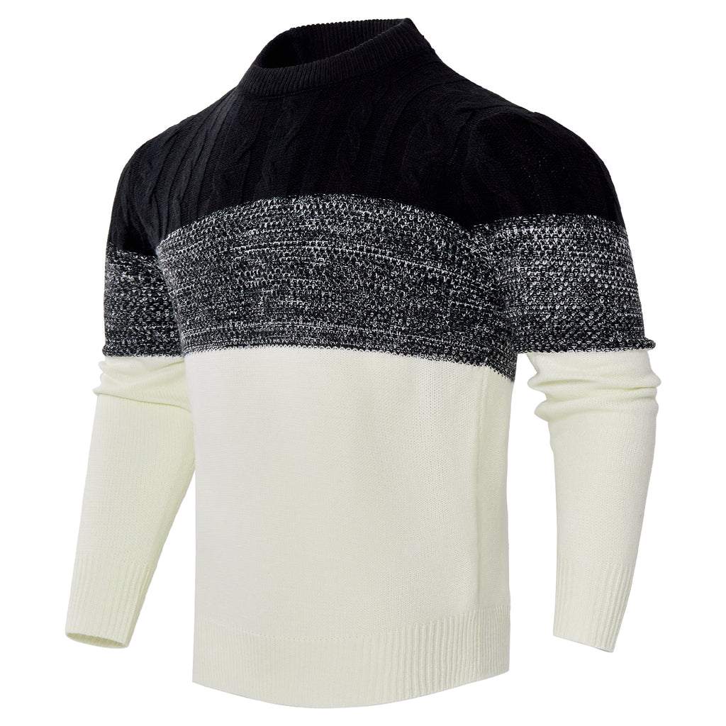 Men’s Patterned Knit Sweater – Long Sleeve Crew Neck Winter Pullover