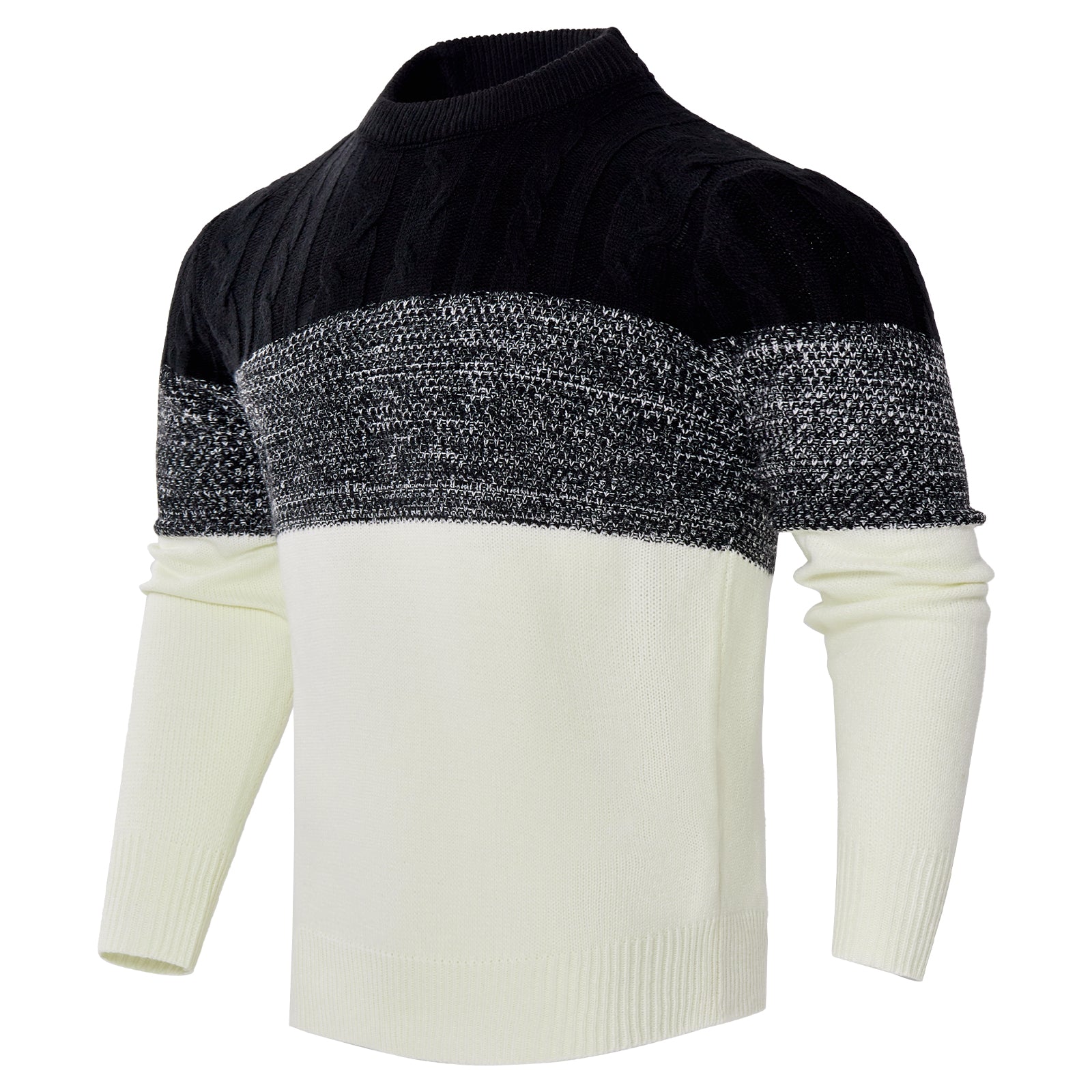 Men’s Patterned Knit Sweater – Long Sleeve Crew Neck Winter Pullover