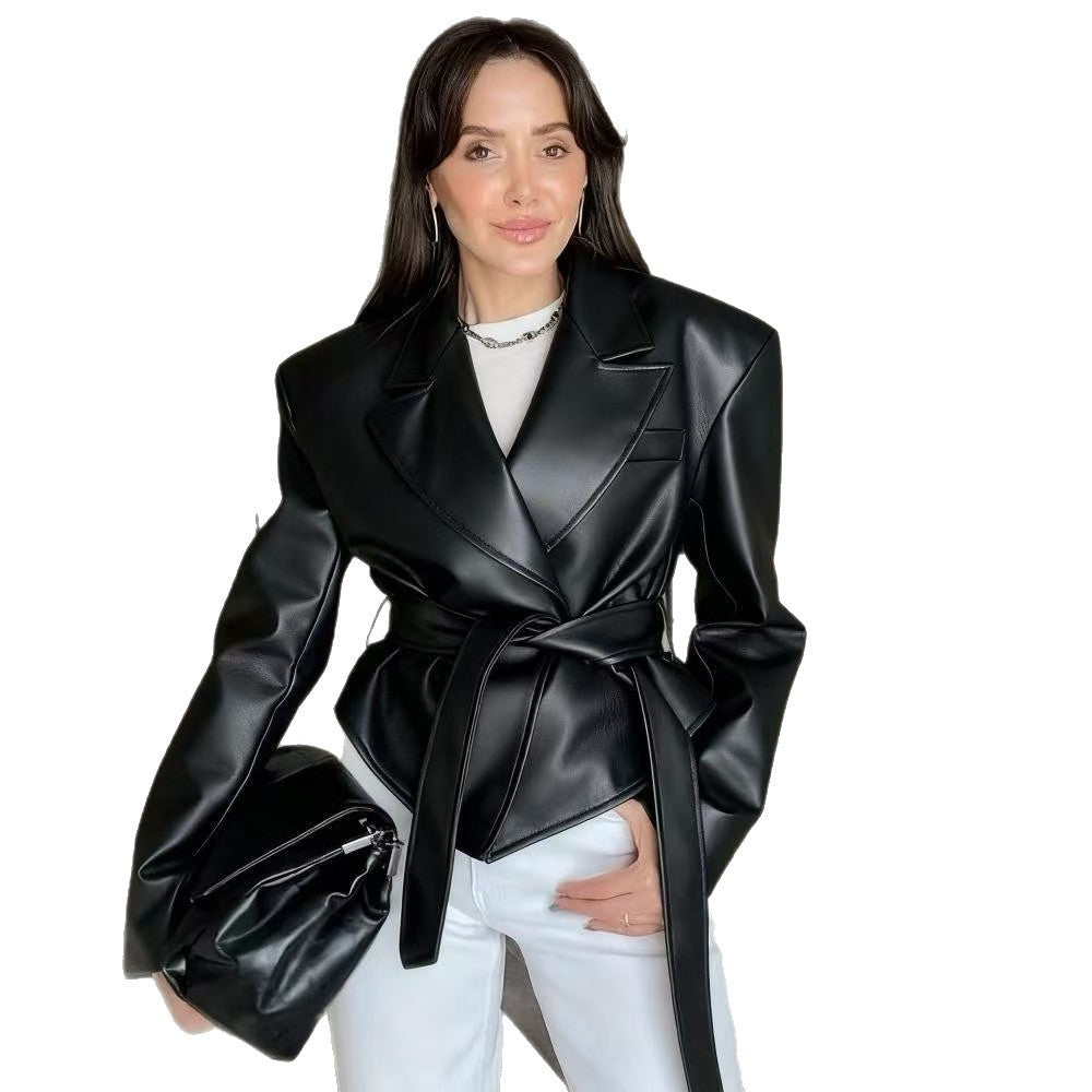 Women’s Motorcycle Leather Jacket – Cool Strapped Biker Style Outerwear