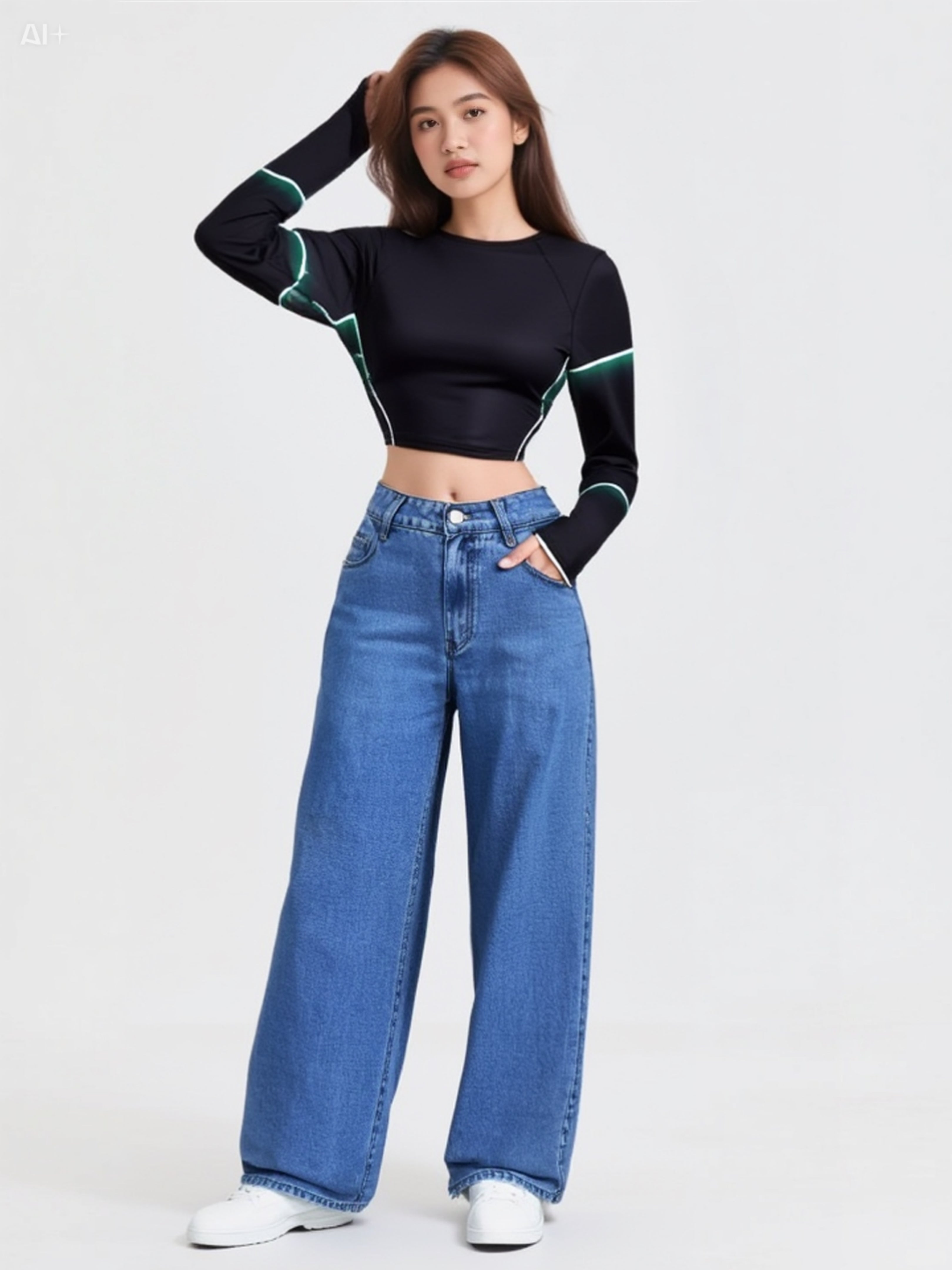 Women’s High-Waist Straight-Leg Jeans – Sweet & Spicy Casual Denim Pants