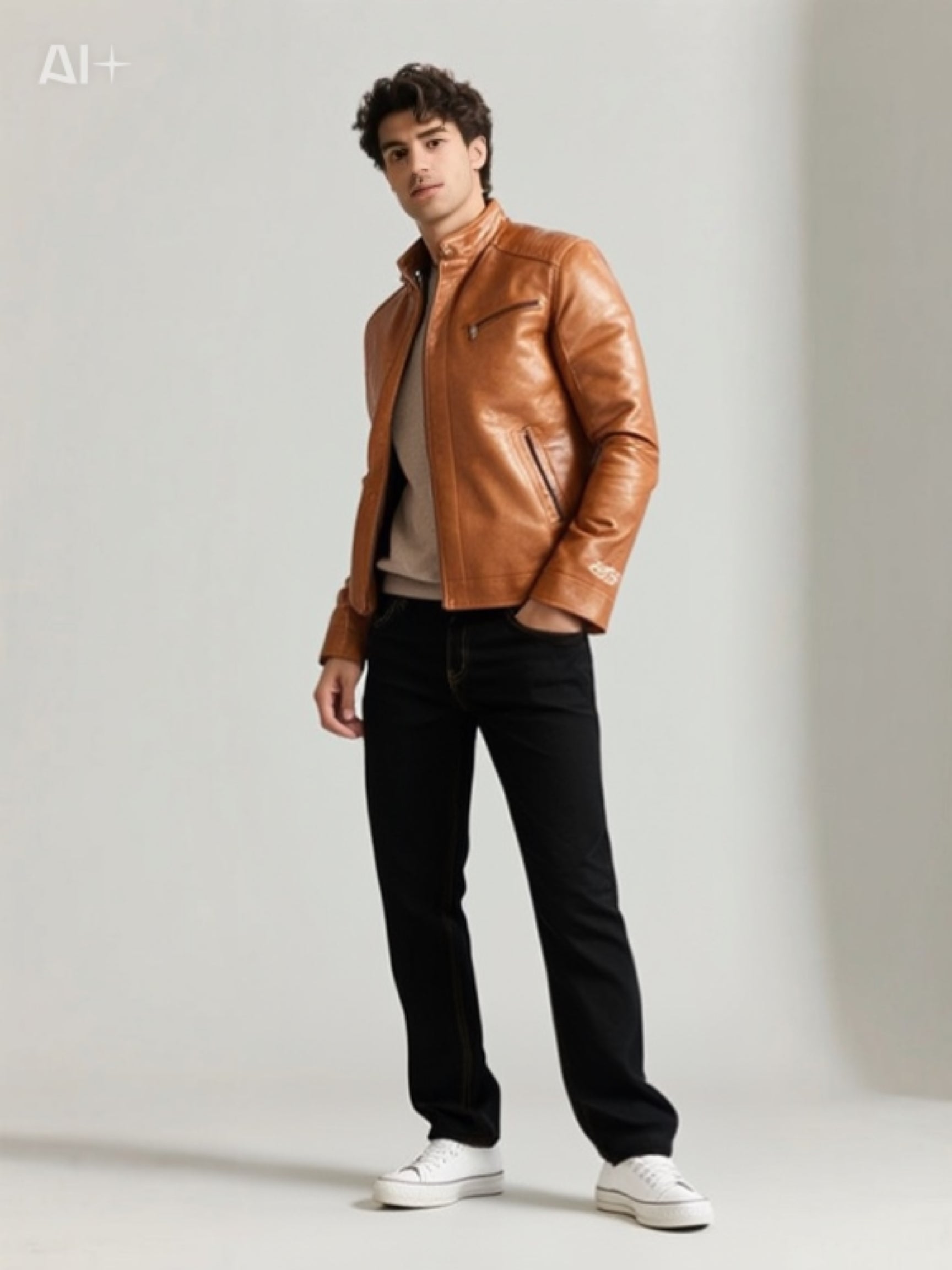 Men’s Punk Motorcycle Leather Jacket – Stand Collar Biker Outerwear