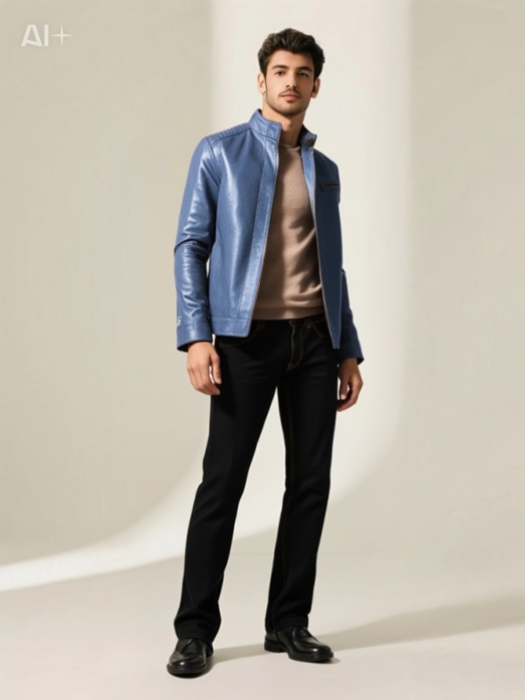 Men’s Punk Motorcycle Leather Jacket – Stand Collar Biker Outerwear