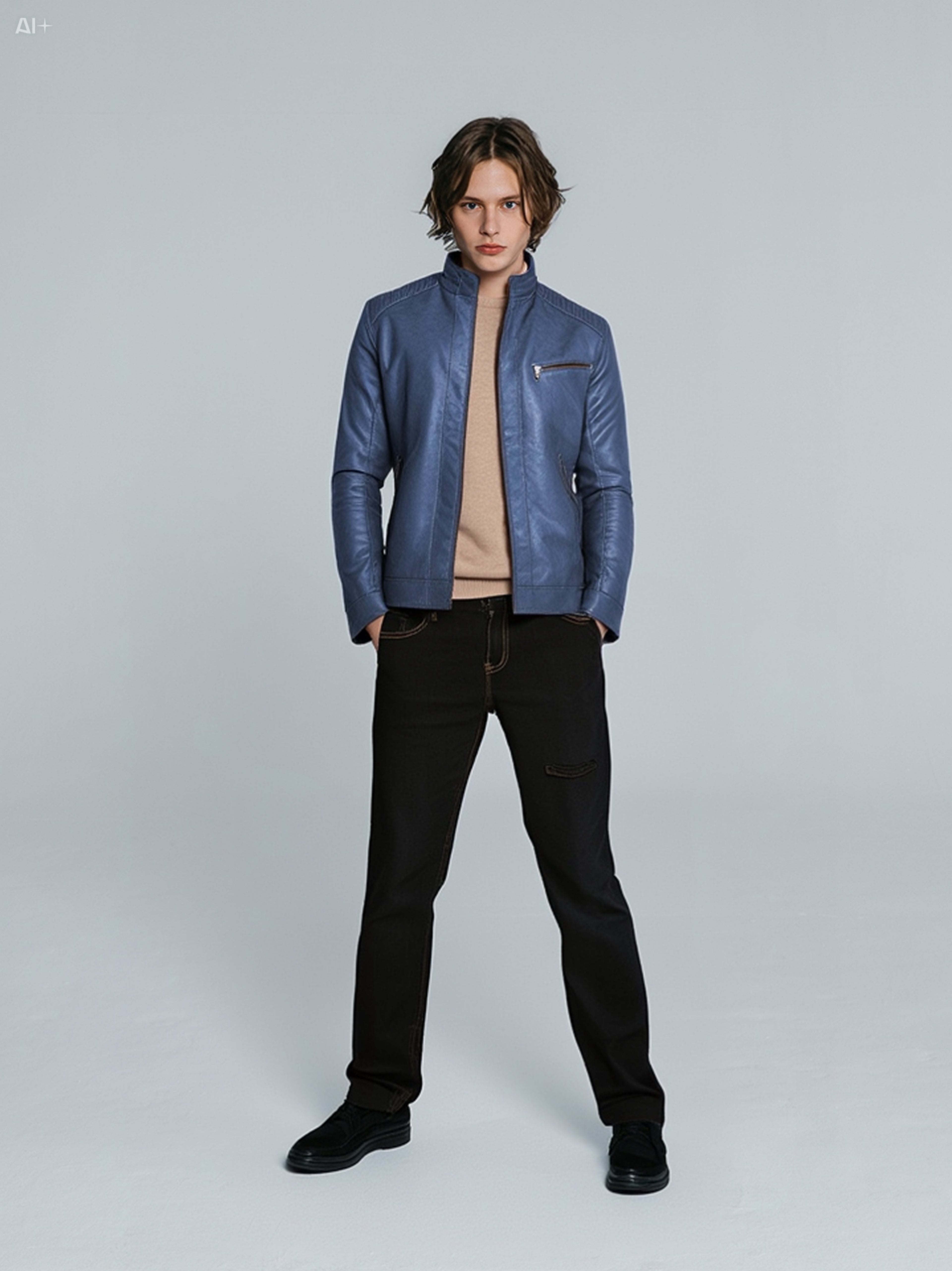 Men’s Punk Motorcycle Leather Jacket – Stand Collar Biker Outerwear