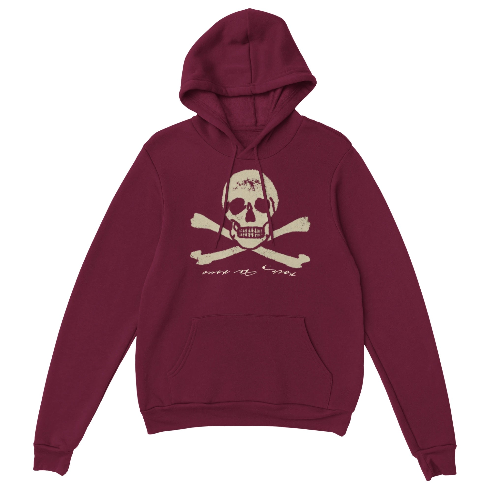 Women’s Skull Graphic Hoodie – Maroon Streetwear Pullover Sweatshirt