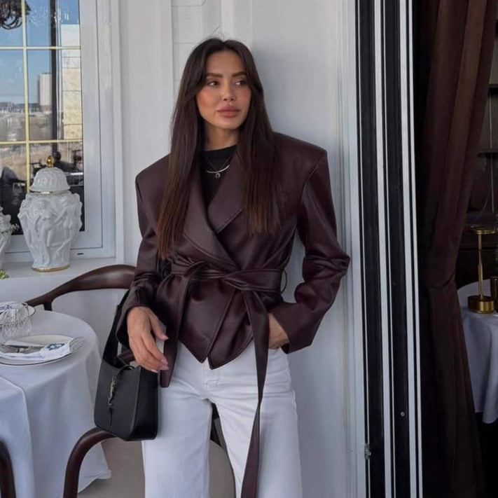 Women’s Motorcycle Leather Jacket – Cool Strapped Biker Style Outerwear