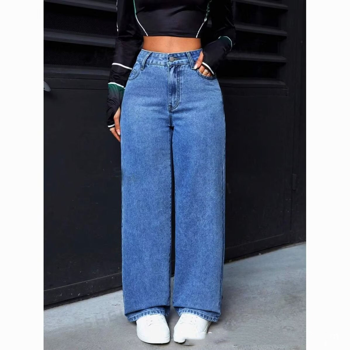 Women’s High-Waist Straight-Leg Jeans – Sweet & Spicy Casual Denim Pants