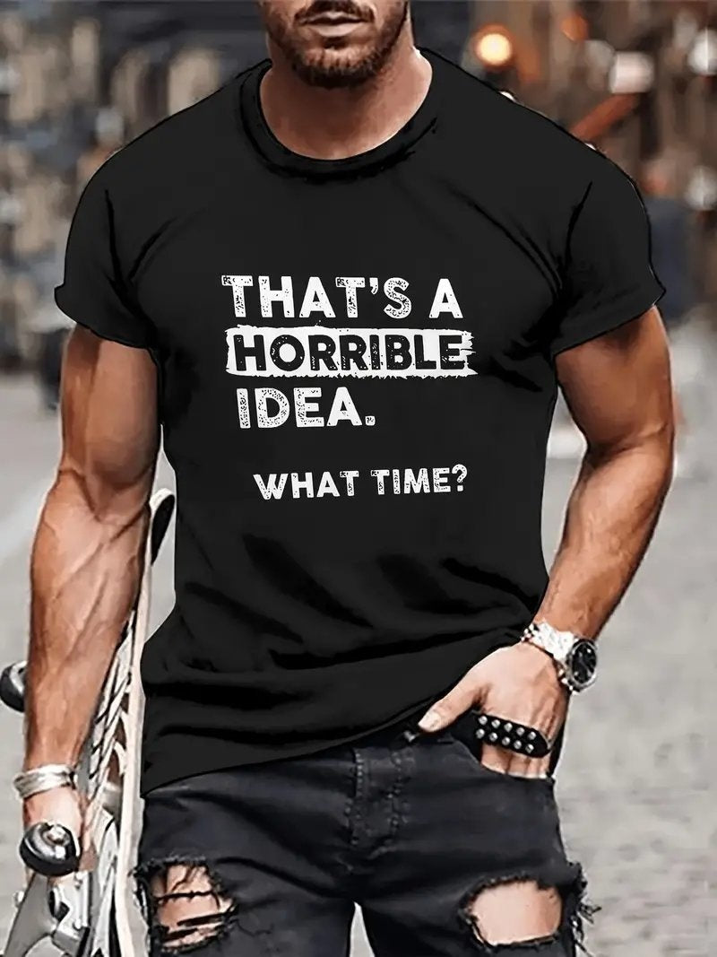 Men’s Anime Graphic T-Shirt – Casual Round Neck Exercise Cartoon Tee