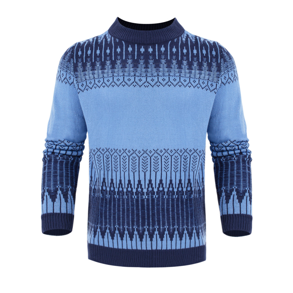 Men’s Patterned Knit Sweater – Long Sleeve Crew Neck Winter Pullover