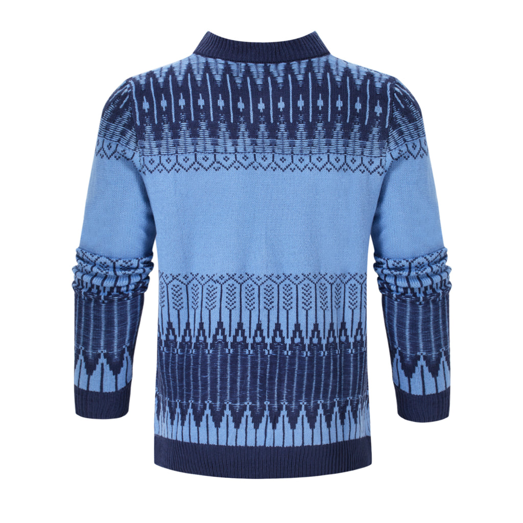 Men’s Patterned Knit Sweater – Long Sleeve Crew Neck Winter Pullover